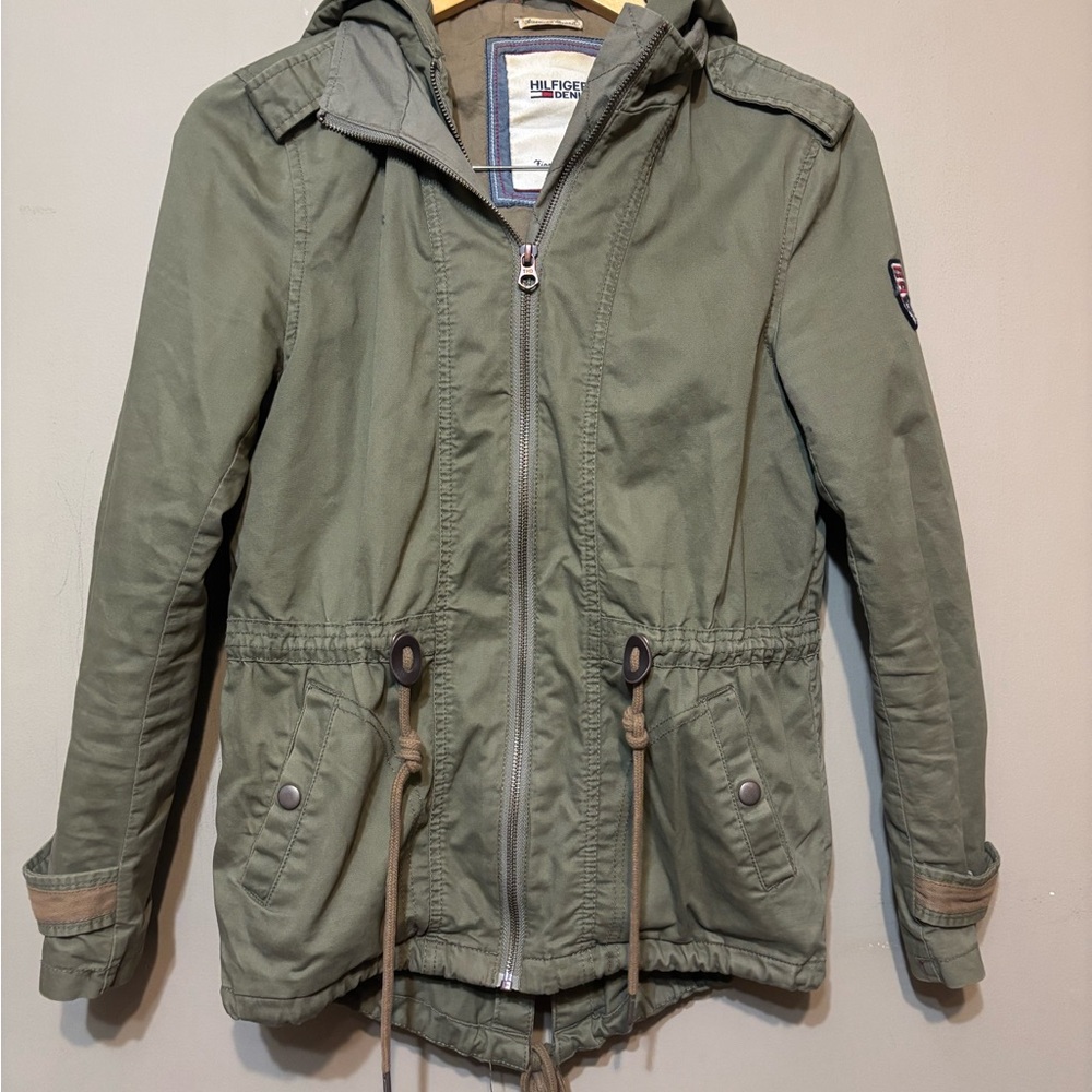 HILFIGER DENIM Cargo Utility 100% Cotton Hooded Jacket